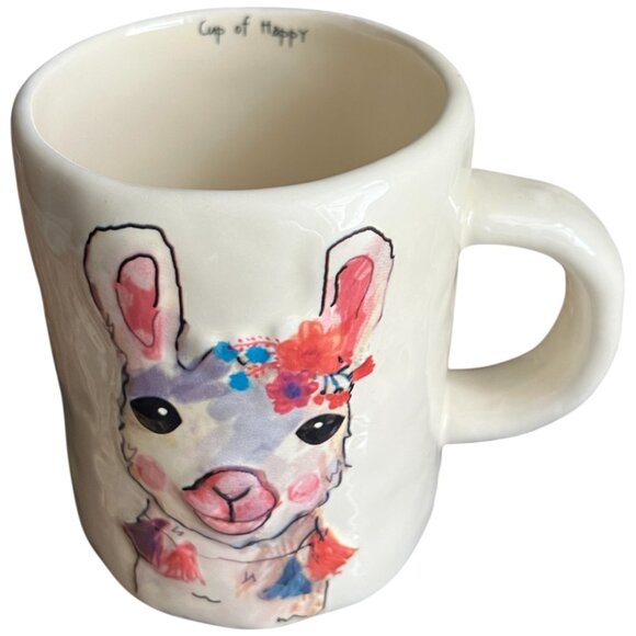 HTF! Rare NATURAL LIFE "Cup of Happy" 3D Llama Ceramic Mug with Dimpled Texture - Picture 2 of 13